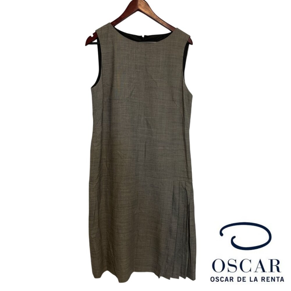 Vintage Oscar de la Renta Grey Shift Dress Size 12 Quiet Luxury Career Chic